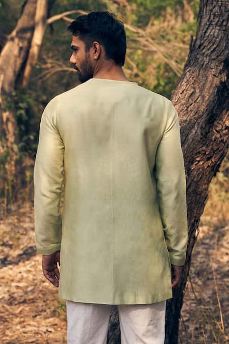 Kaaj Button Asymmetric Floral Kurta Set 