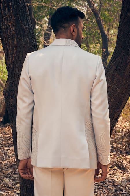 Kaaj Button Waves Jacket Set 