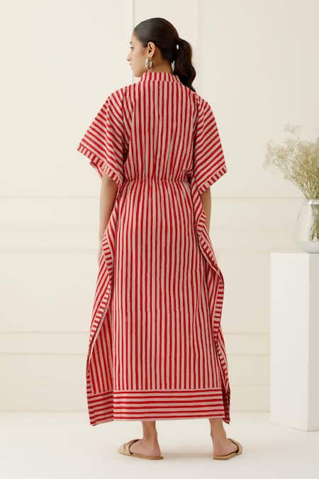 Musal Red Striped Designer Kaftan 