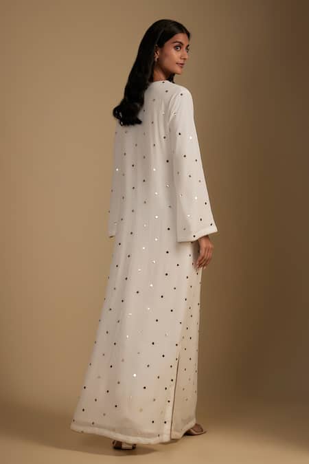 Nadima Saqib Embroidered White Kaftan 