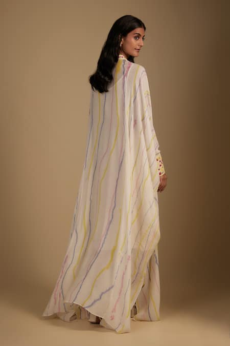 Shop Nadima Saqib White Cotton Embroidery Round Neck Designer Kaftan Set With Inner Slip at Aza Fashions Shop_Nadima Saqib_White Cotton Embroidery Round Neck Designer Kaftan Set With Inner Slip _at_Aza_Fashions