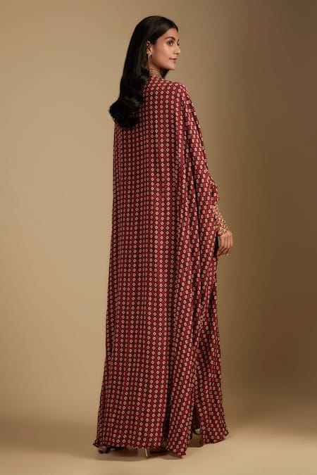 Nadima Saqib Designer Brown Printed Kaftan 