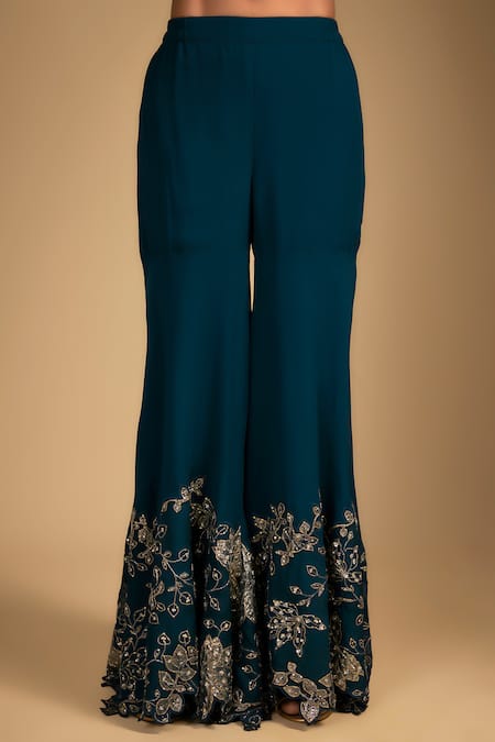 Buy Nadima Saqib Cobalt Chanderi, Tissue, Georgette, Organza Embroidery Round Blue Kurta Set Online at Aza Fashions Buy_Nadima Saqib_Cobalt Chanderi, Tissue, Georgette, Organza Embroidery Round Blue Kurta Set _Online_at_Aza_Fashions