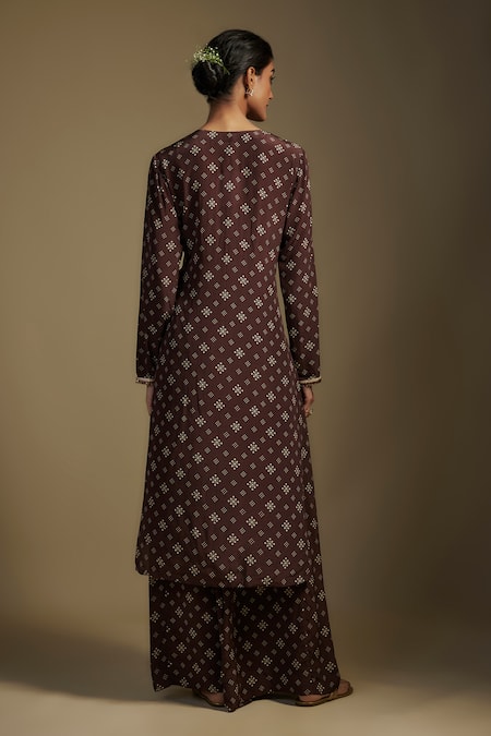 Nadima Saqib Printed Kurta Set With Palazzo & Dupatta 