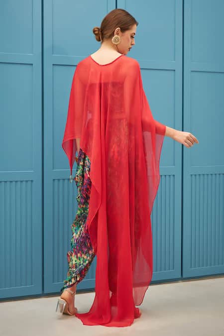 Naina Seth Coral Digital Print Dhoti Set 