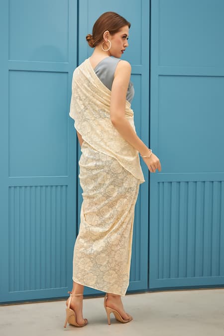 Naina Seth Floral Lace Midi Dress 