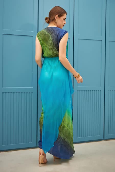 Naina Seth Blue & Green Designer Gown 