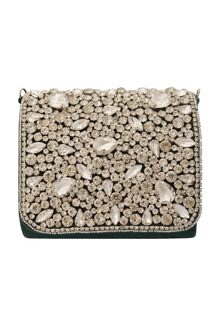 Nazaakat By Samara Singh Embellished Velvet Clutch Bag 