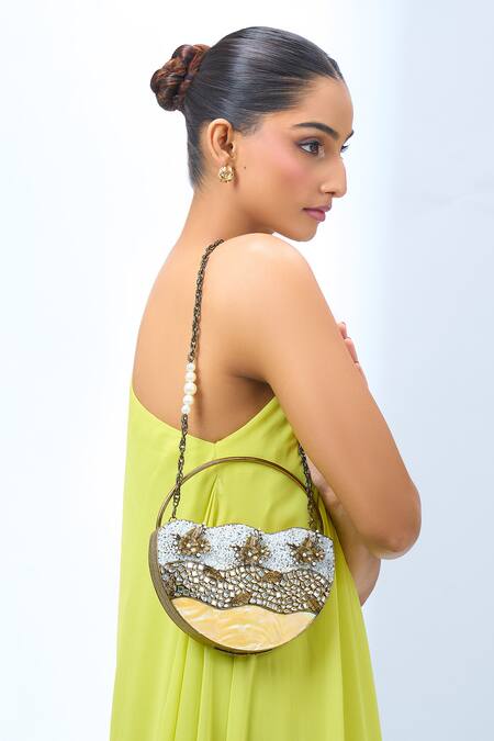 Nazaakat By Samara Singh Gold Beads Embellished Clutch Bag Online at Aza Fashions Nazaakat By Samara Singh_Gold Beads Embellished Clutch Bag _Online_at_Aza_Fashions