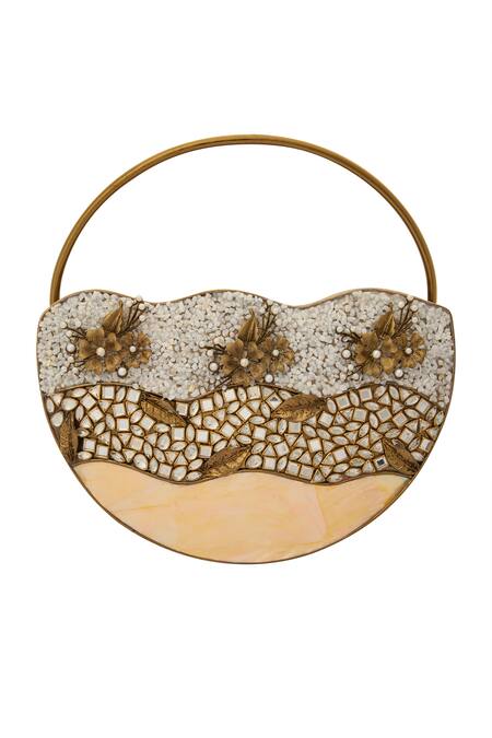 Nazaakat By Samara Singh Gold Embellished Clutch Bag 