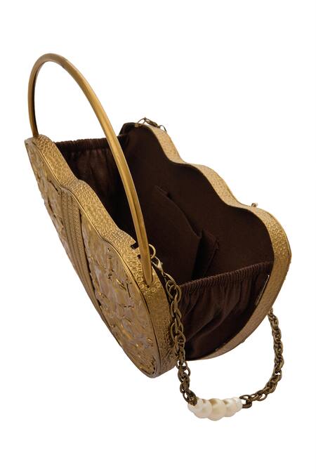 Nazaakat By Samara Singh Gold Beads Embellished Clutch Bag at Aza Fashions Nazaakat By Samara Singh_Gold Beads Embellished Clutch Bag _at_Aza_Fashions