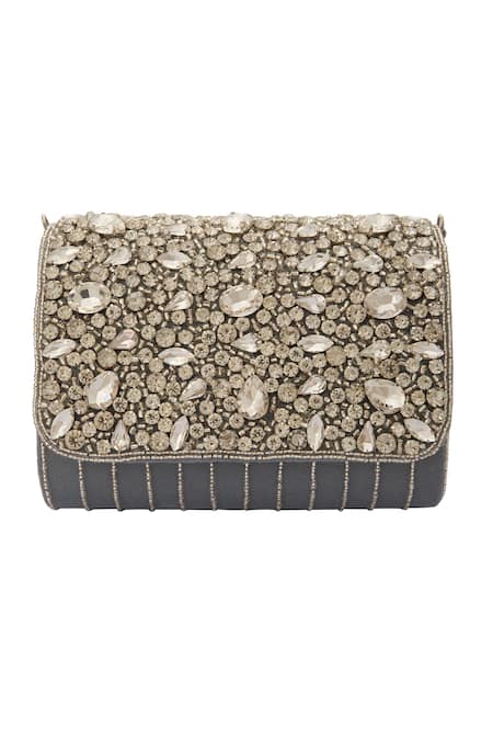 Nazaakat By Samara Singh Embellished Velvet Clutch Bag 