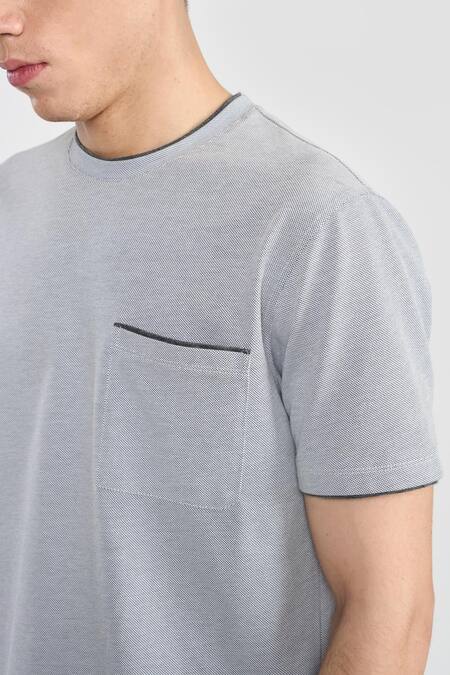 Shop_Perona_Gray Cotton, Polyester Designer Kairo Grey T-shirt _Online_at_Aza_Fashions