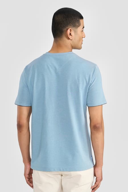 Perona Solid Blue Designer T-Shirt 