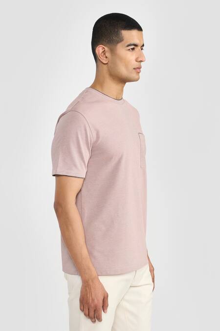 Perona Pink Cotton, Polyester Kairo Designer T-shirt Online at Aza Fashions Perona_Pink Cotton, Polyester Kairo Designer T-shirt _Online_at_Aza_Fashions