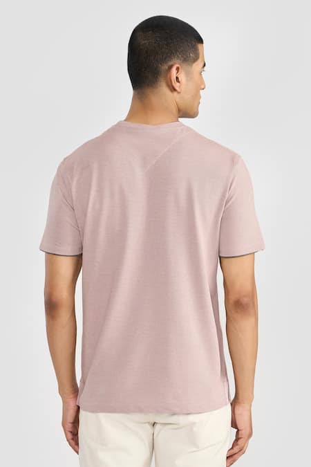 Shop Perona Pink Cotton, Polyester Kairo Designer T-shirt at Aza Fashions Shop_Perona_Pink Cotton, Polyester Kairo Designer T-shirt _at_Aza_Fashions