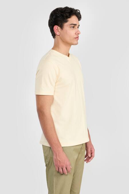 Perona_Beige Cotton Designer T-shirt _Online_at_Aza_Fashions