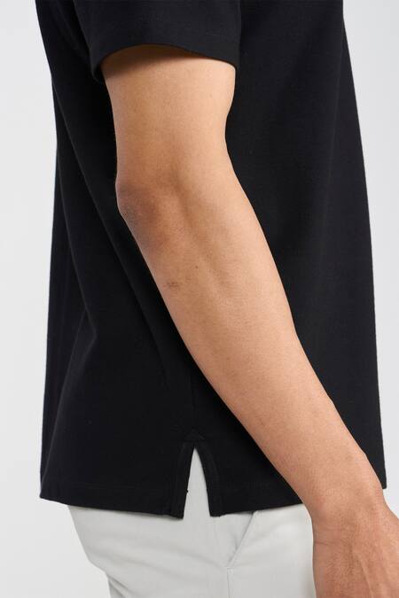 Shop Perona Black Cotton Designer T-shirt Online at Aza Fashions Shop_Perona_Black Cotton Designer T-shirt _Online_at_Aza_Fashions