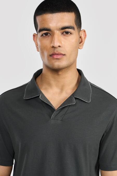Shop_Perona_Green Cotton Designer Polo T-shirt _Online_at_Aza_Fashions