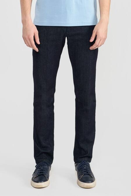 Buy_Perona_Blue Cotton Designer T-shirt _Online_at_Aza_Fashions