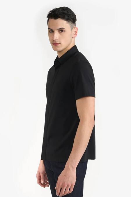 Shop Perona Black Cotton Cyrus Casual Shirt Online at Aza Fashions Shop_Perona_Black Cotton Cyrus Casual Shirt _Online_at_Aza_Fashions