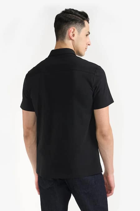 Shop Perona Black Cotton Cyrus Casual Shirt at Aza Fashions Shop_Perona_Black Cotton Cyrus Casual Shirt _at_Aza_Fashions