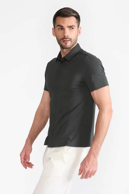 Buy_Perona_Green Cotton Cyrus Olive Casual Shirt _Online_at_Aza_Fashions