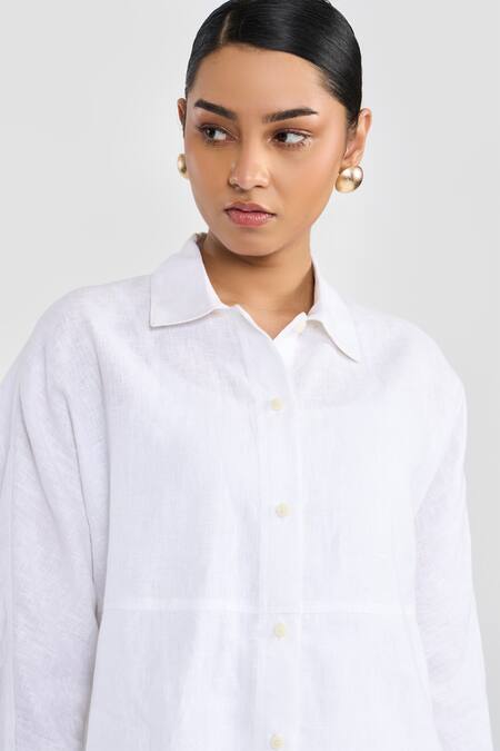 Buy Perona White Cotton Collared Designer Shirt Online at Aza Fashions Buy_Perona_White Cotton Collared Designer Shirt _Online_at_Aza_Fashions