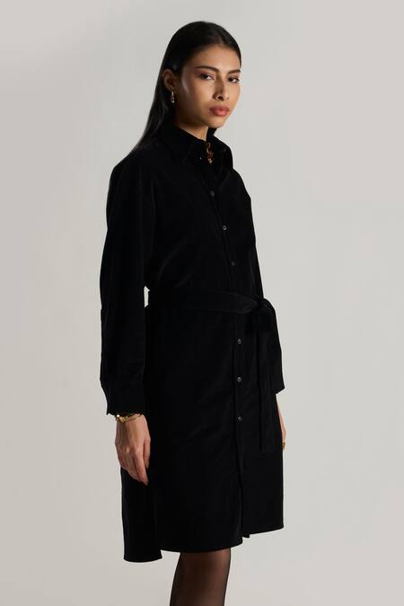 Buy Perona Black Cotton Collared Midi Dress Online at Aza Fashions Buy_Perona_Black Cotton Collared Midi Dress _Online_at_Aza_Fashions