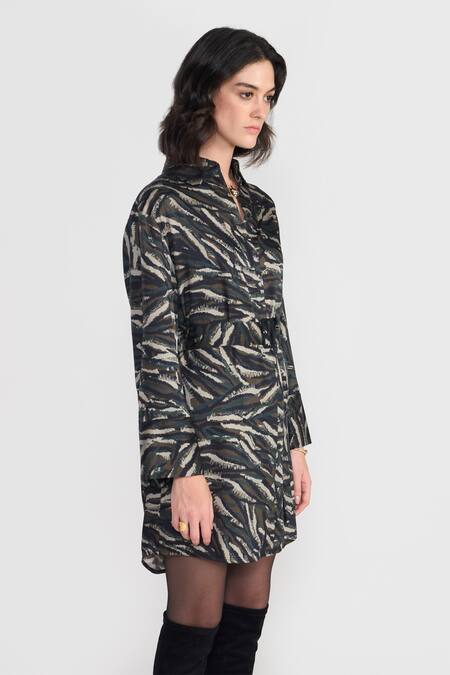 Buy Perona Multi Color Polyester Collared Printed Short Dress Online at Aza Fashions Buy_Perona_Multi Color Polyester Collared Printed Short Dress _Online_at_Aza_Fashions