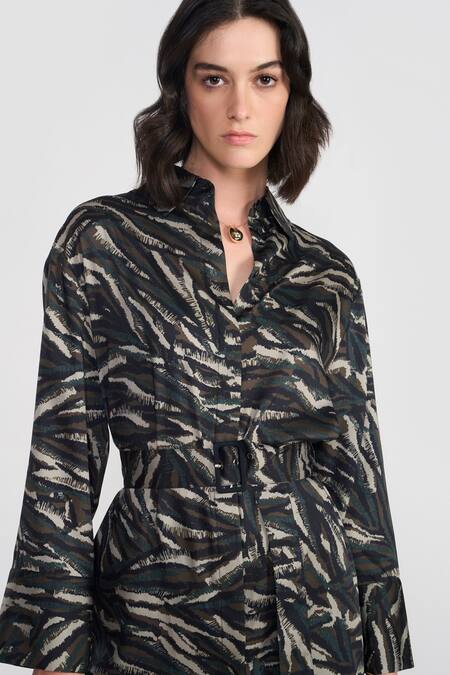 Shop Perona Multi Color Polyester Collared Printed Short Dress Online at Aza Fashions Shop_Perona_Multi Color Polyester Collared Printed Short Dress _Online_at_Aza_Fashions