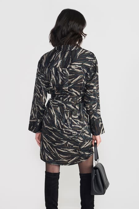 Shop Perona Multi Color Polyester Collared Printed Short Dress at Aza Fashions Shop_Perona_Multi Color Polyester Collared Printed Short Dress _at_Aza_Fashions