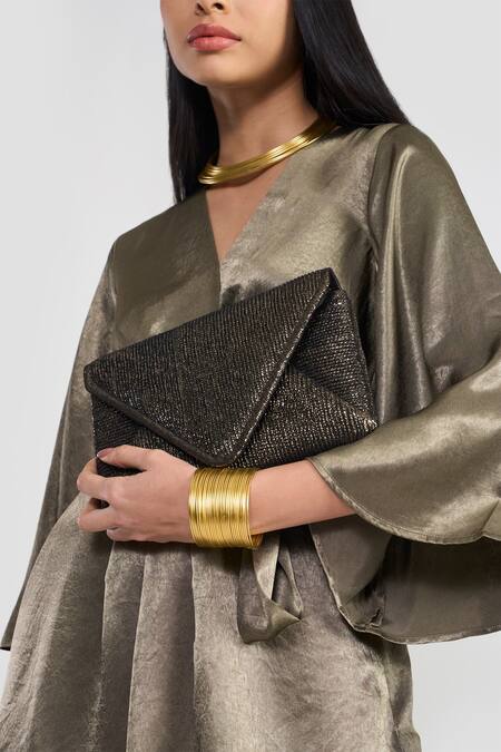 Shop Perona Green Polyester V-neck Satin Wrap Dress Online at Aza Fashions Shop_Perona_Green Polyester V-neck Satin Wrap Dress _Online_at_Aza_Fashions