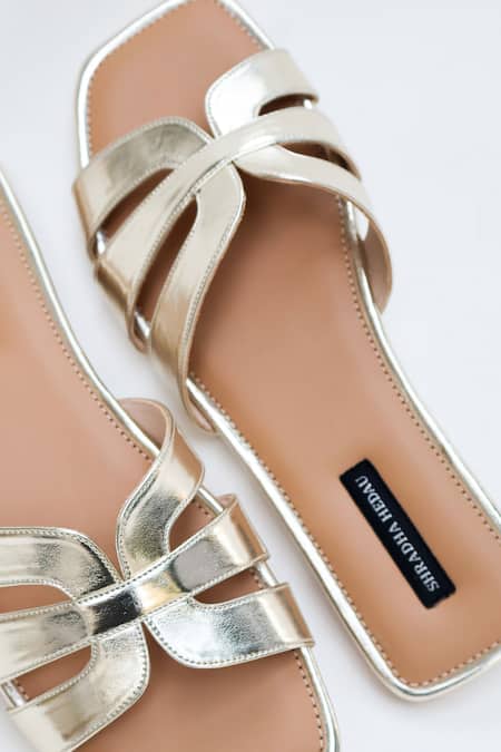 Buy_Shradha Hedau Footwear Couture_Beige Designer Aria Flats _Online_at_Aza_Fashions