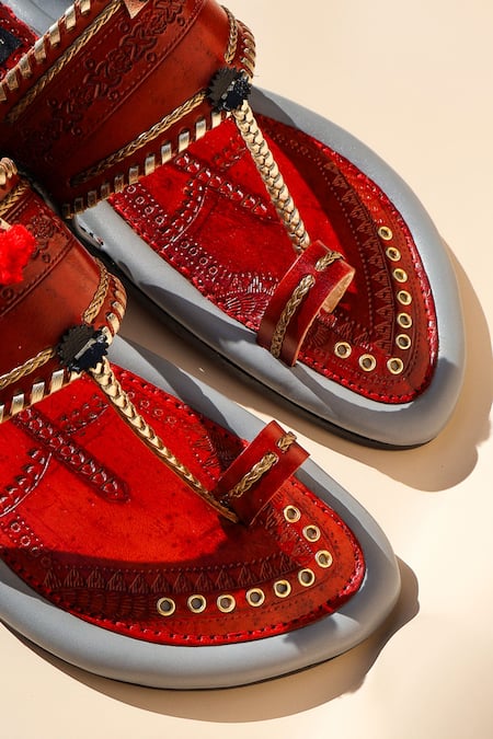 Shradha Hedau Footwear Couture_Red Designer Riaan Flats _Online_at_Aza_Fashions