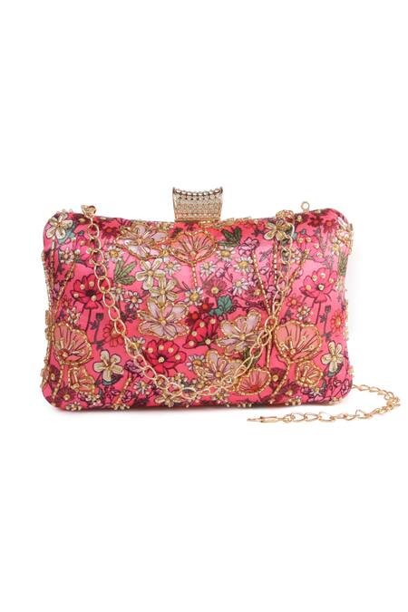 Nazaakat By Samara Singh Floral Embroidered Clutch with Sling 