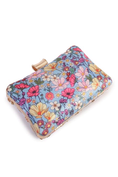 Nazaakat By Samara Singh_Multi Color Embroidery, Beads Floral Clutch Bag _at_Aza_Fashions