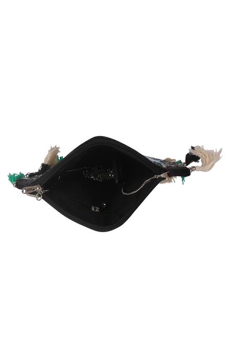 Nazaakat By Samara Singh_Black Beads, Tassels Embroidered Eye Motif Handbag _Online_at_Aza_Fashions