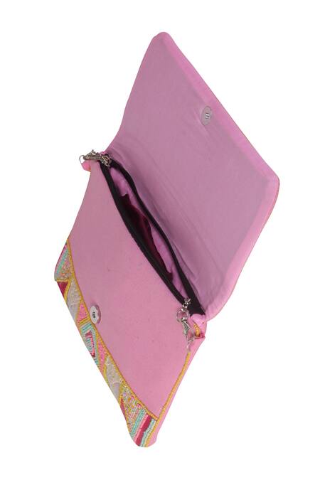 Nazaakat By Samara Singh_Pink Beads, Sequins Beaded Sling Handbag _Online_at_Aza_Fashions