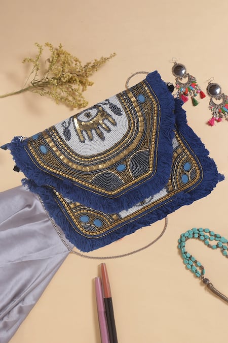 Nazaakat By Samara Singh Designer Embellished Handbag with Sling 
