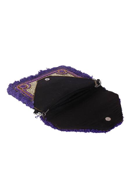 Nazaakat By Samara Singh_Purple Sequins, Beads Designer Embroidered Handbag _Online_at_Aza_Fashions