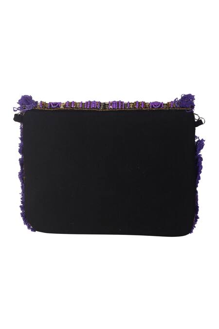 Shop_Nazaakat By Samara Singh_Purple Sequins, Beads Designer Embroidered Handbag _Online_at_Aza_Fashions