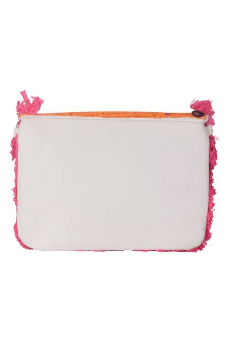 Buy_Nazaakat By Samara Singh_Peach Embroidery, Tassels Designer Handbag With Sling _Online_at_Aza_Fashions