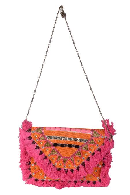 Nazaakat By Samara Singh Designer Embroidered Handbag with Sling 