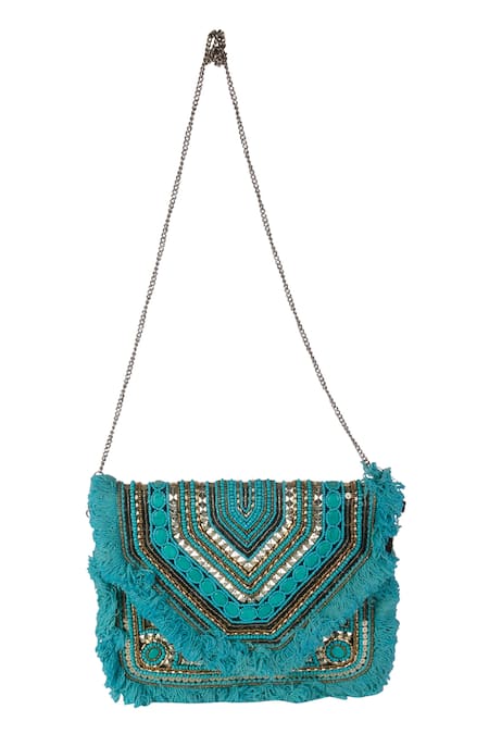 Nazaakat By Samara Singh Fringe Embellished Designer Handbag 