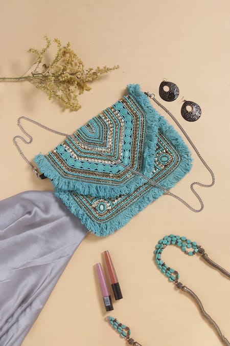 Nazaakat By Samara Singh Fringe Embellished Designer Handbag 