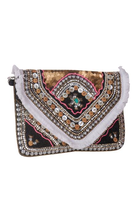 Nazaakat By Samara Singh_Multi Color Sequins, Beads Designer Handbag _at_Aza_Fashions