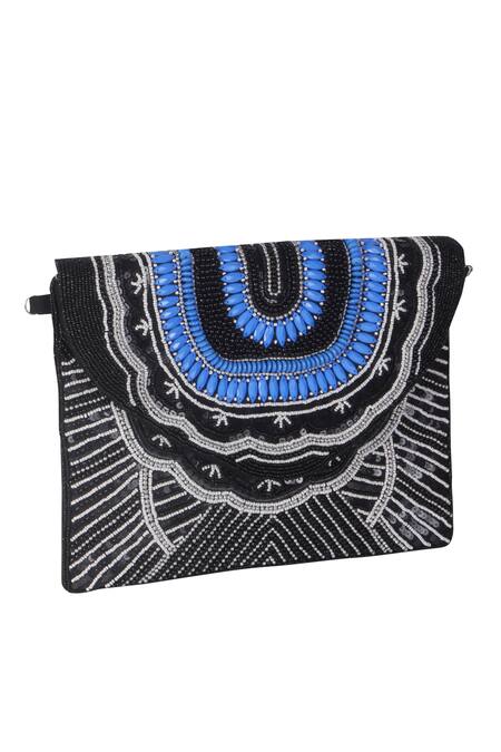 Nazaakat By Samara Singh_Black Beads Designer Embroidered Handbag _at_Aza_Fashions