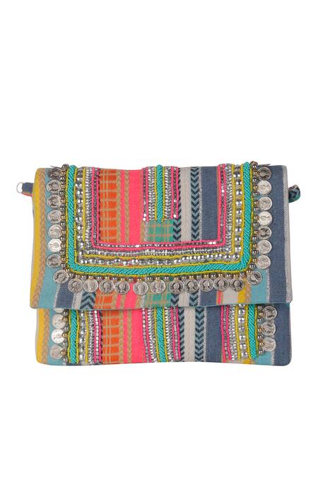 Nazaakat By Samara Singh_Multi Color Sequins, Embroidery Designer Handbag _at_Aza_Fashions