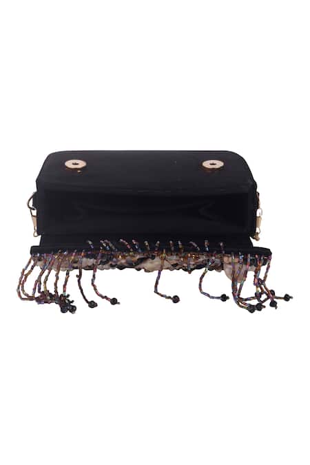 Buy_Nazaakat By Samara Singh_Black Beads, Pearls Beaded Designer Handbag _Online_at_Aza_Fashions